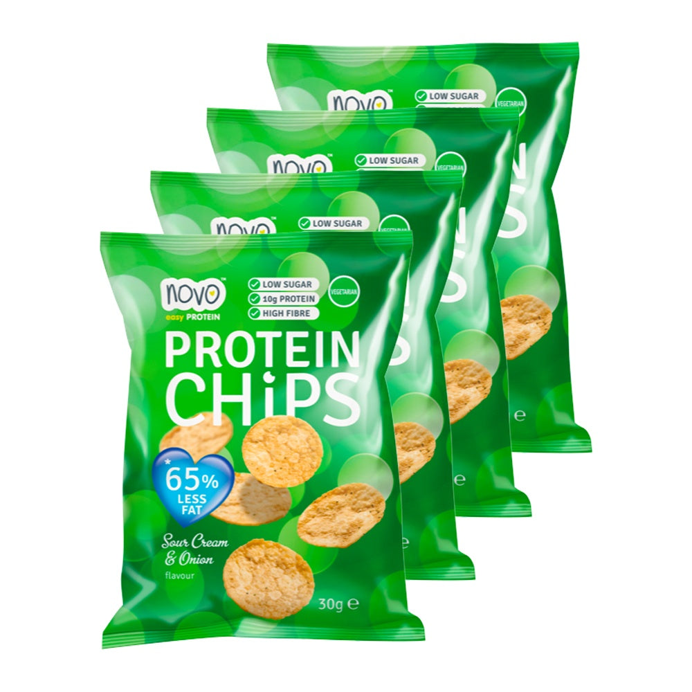 Brug Novo Nutrition Protein Chips Sour Cream & Onion (6x30g) til en forbedret oplevelse