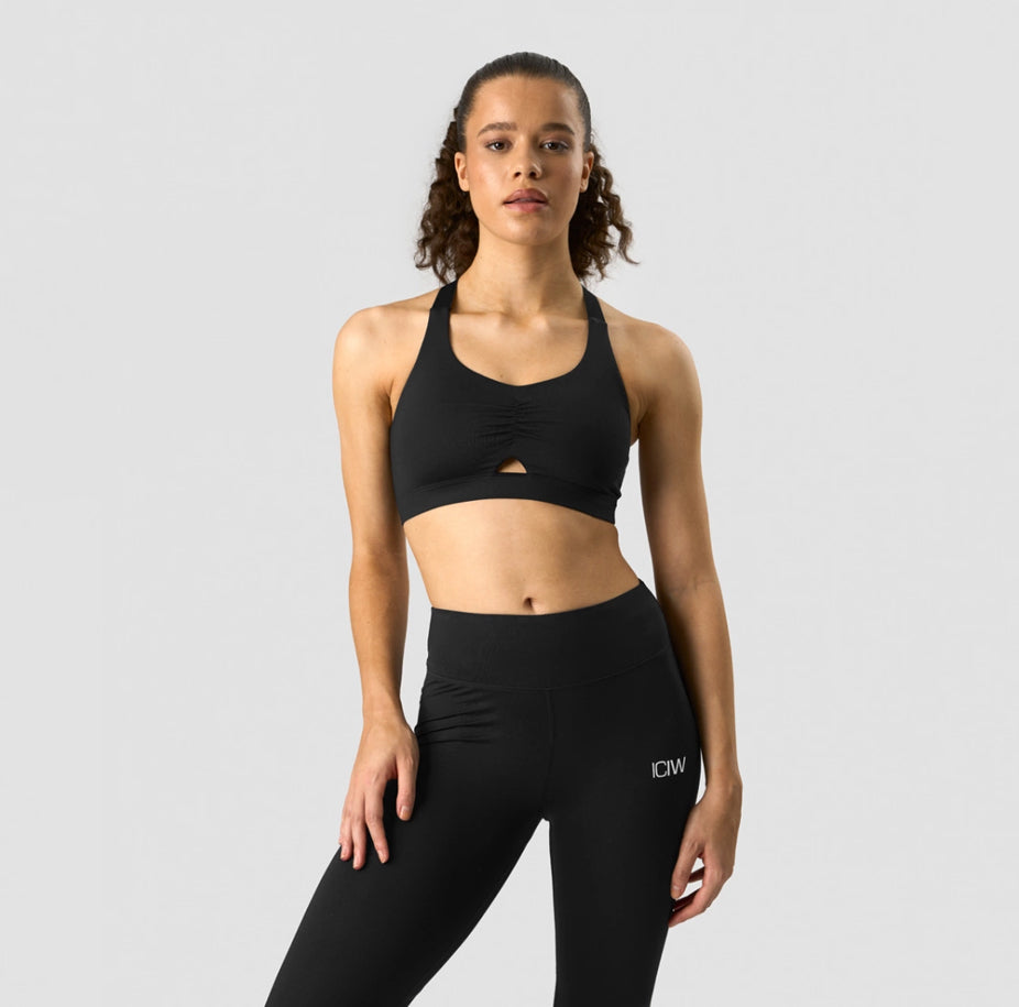 Brug ICANIWILL Scrunch Adjustable Sports bra Black til en forbedret oplevelse