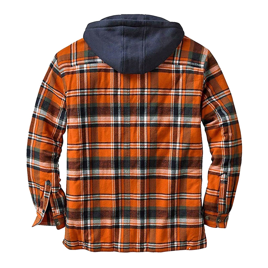 Cotton Plaid Shirt Add Velvet Warm Long-sleeved With Hood Jacket