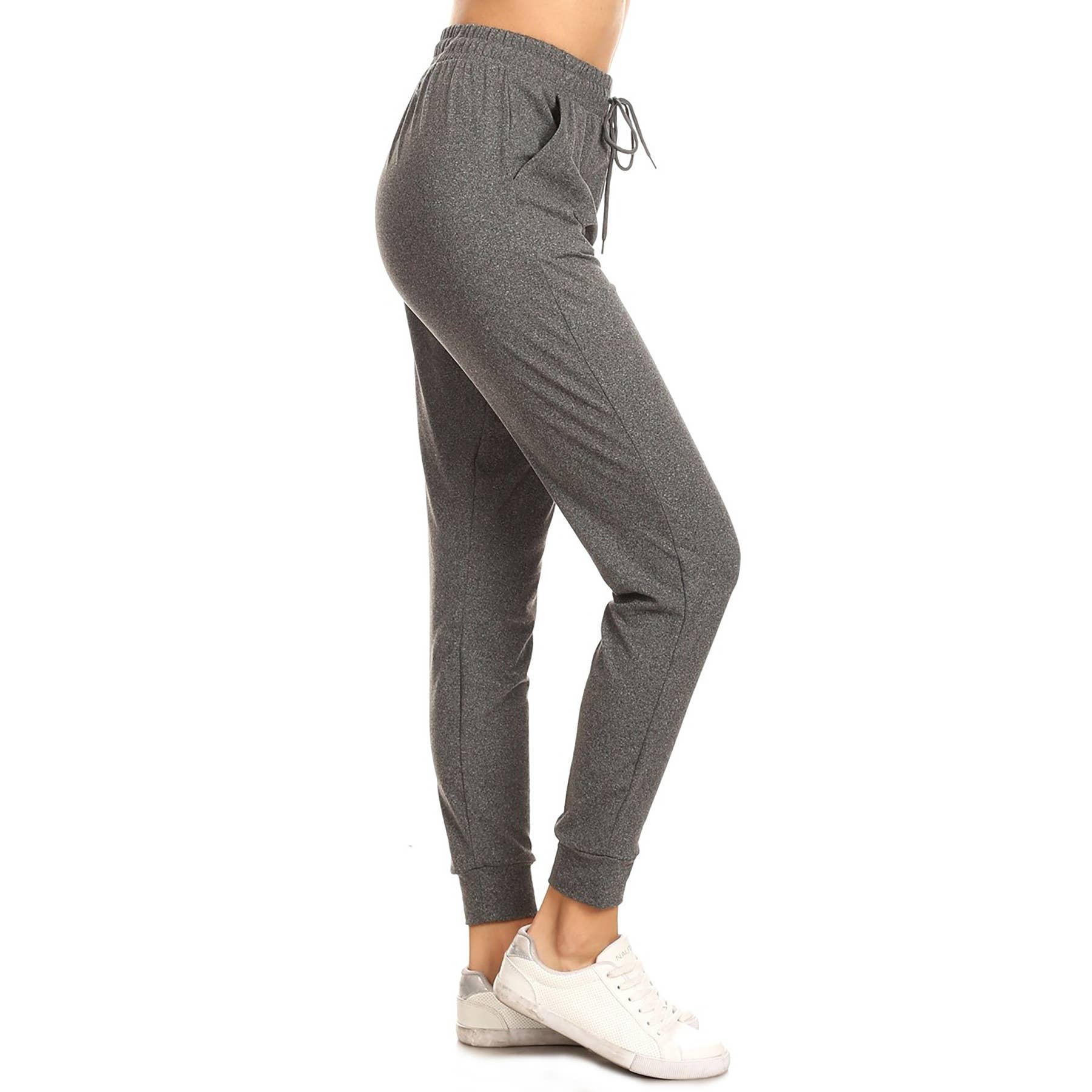 Buttery Soft Joggers w/Drawstring: Heather Charcoal