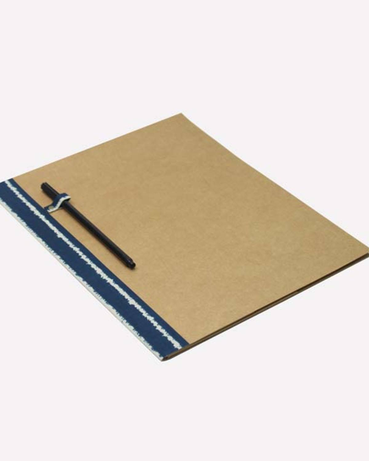 A4 File Folder in Upcycled Fabric and Reclaimed Wood- Set of 3- Blue Single Lines
