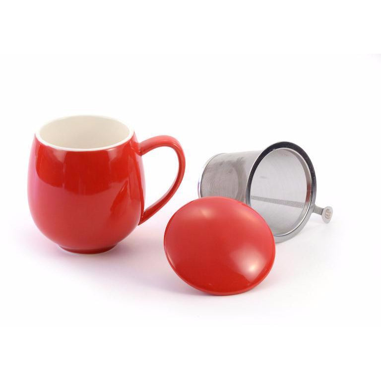 porcelain tea mug with infuser and lid