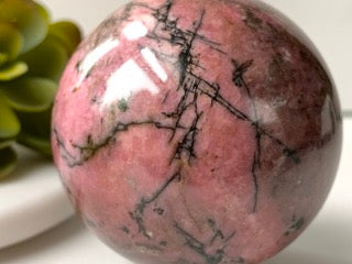 Pink and Black rhodonite sphere