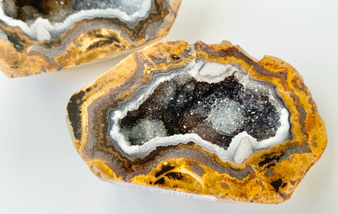 Geode cut open with a slab saw and polished