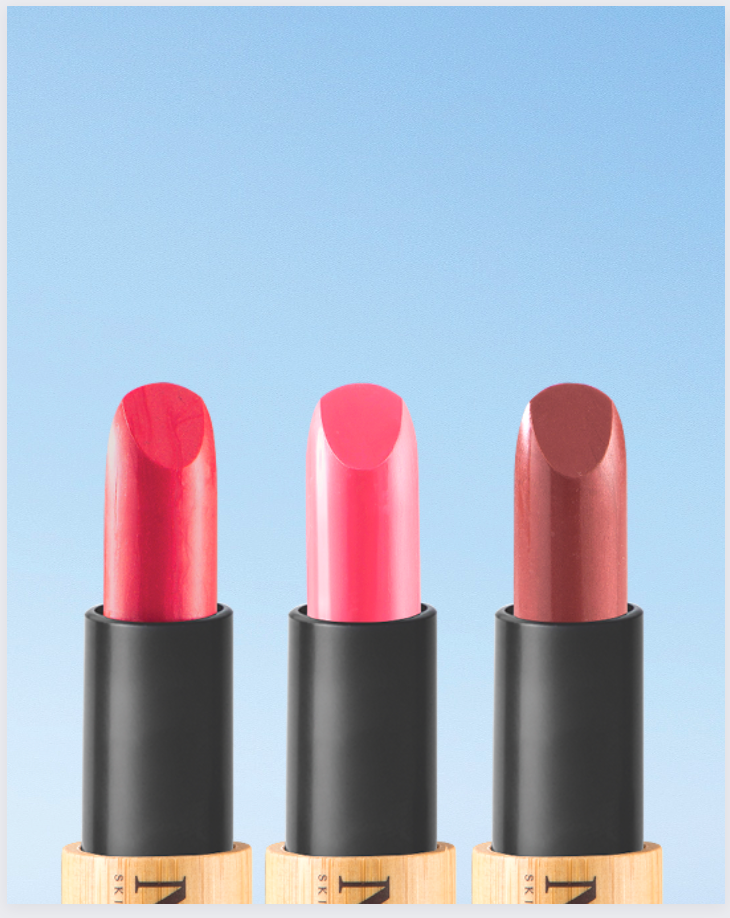 Three bright coloured NEEK Vegan Lipsticks