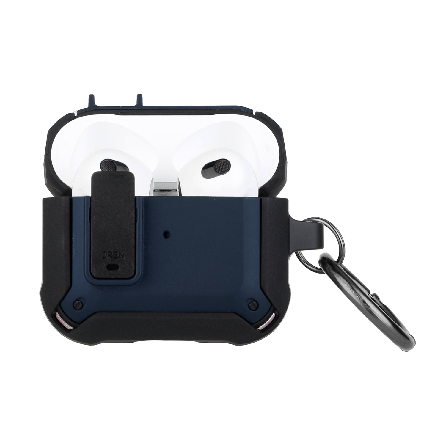 For AirPods Pro2 (2022 2nd Version) Switch Closure Premium Ultra ShockProof Hybrid With Metal Hook Case Cover - Black+Blue