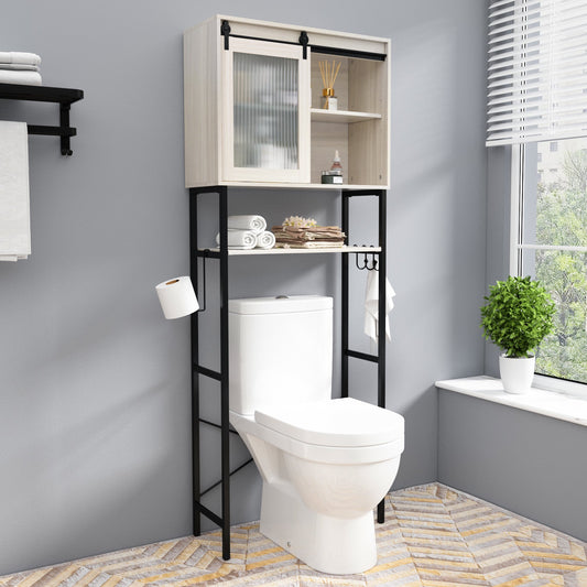 HLR Bathroom Storage Cabinet Over Toilet with Gold Trim, Black Storage Shelf,9 inchd x 24.8 inchw x 65.87 inchh