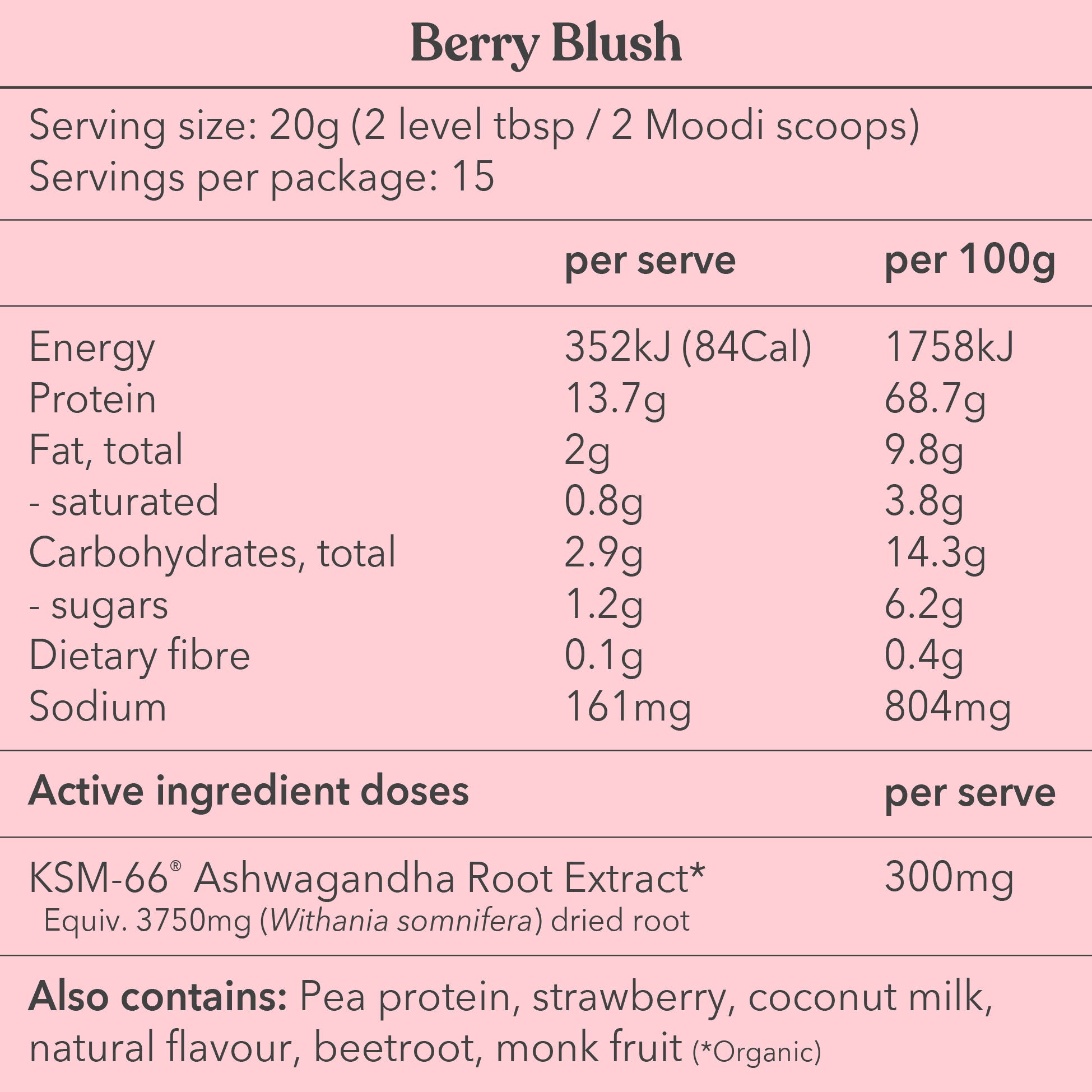 Berry Blush Nutritional Information