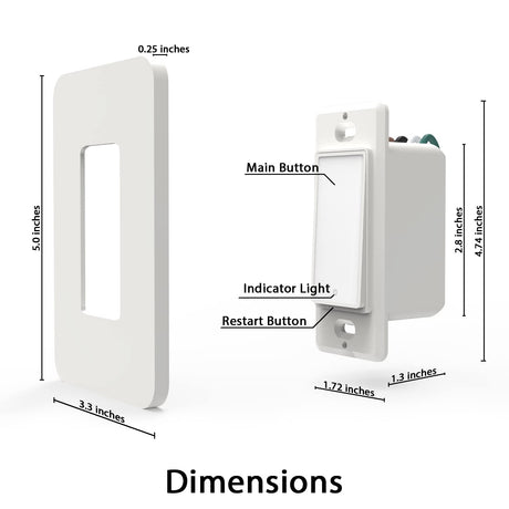 Interruptor de luz inteligente, interruptor doble inteligente Alexa,  interruptor de luz inteligente de 2 bandas con horario y control remoto,  necesita