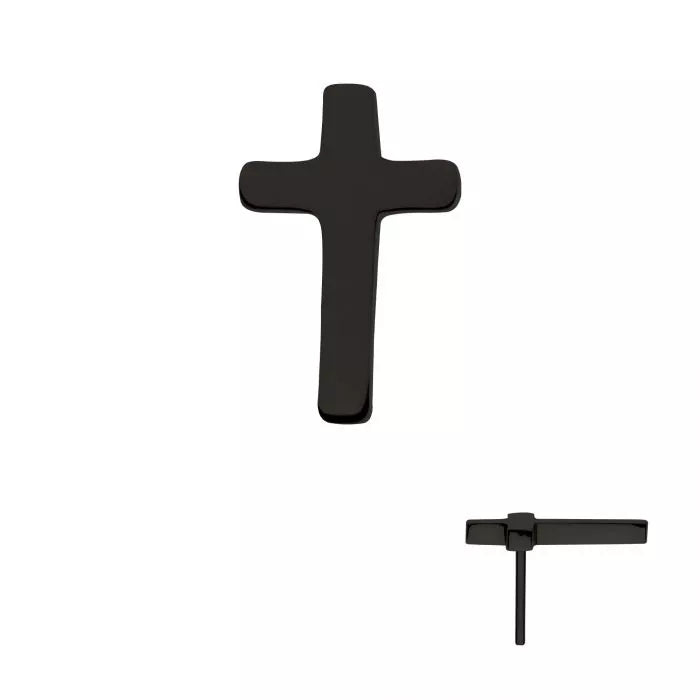 Black PVD Titanium Threadless Cross Top