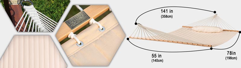 55" Double Quilted Fabric Hammock Swing