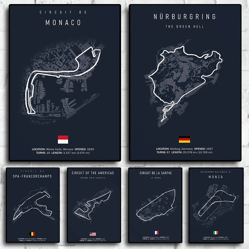 F1 Track Map Wall Art (BLEU)