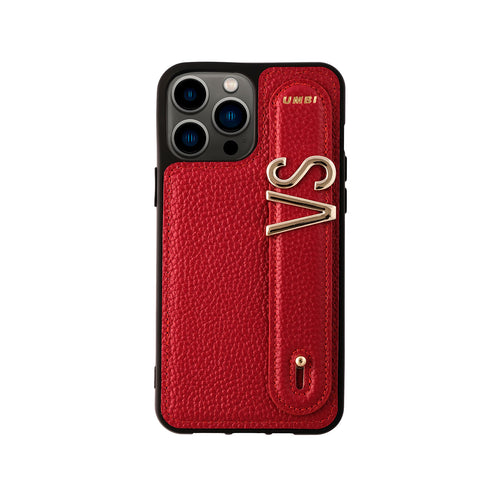 Personalised Red Pebble Leather Phone Case iPhone 15 iPhone 