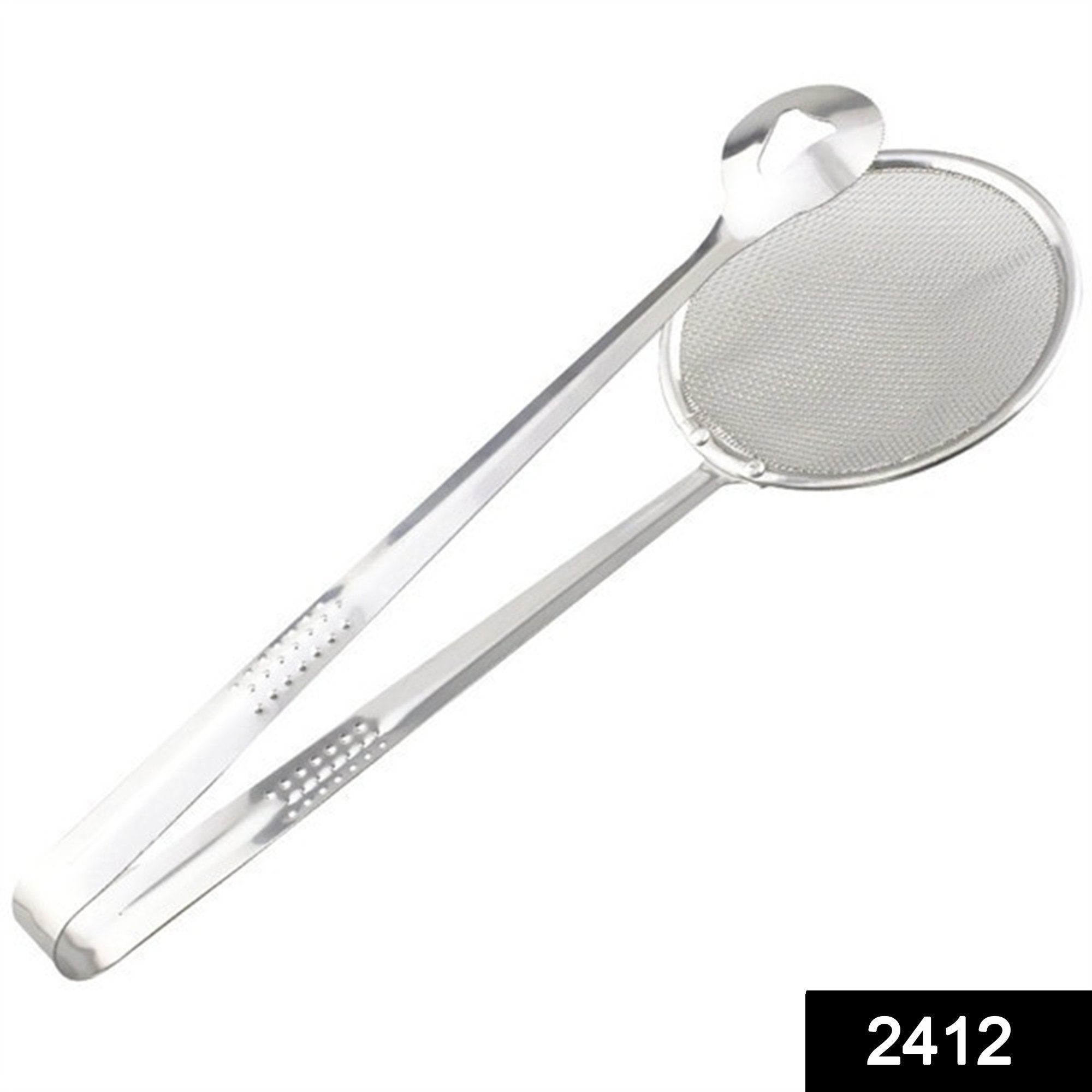 2412 2In1 Stainless Steel Filter Spoon with Clip Food Kitchen Oil-Frying Multi-Functional - Shop Find