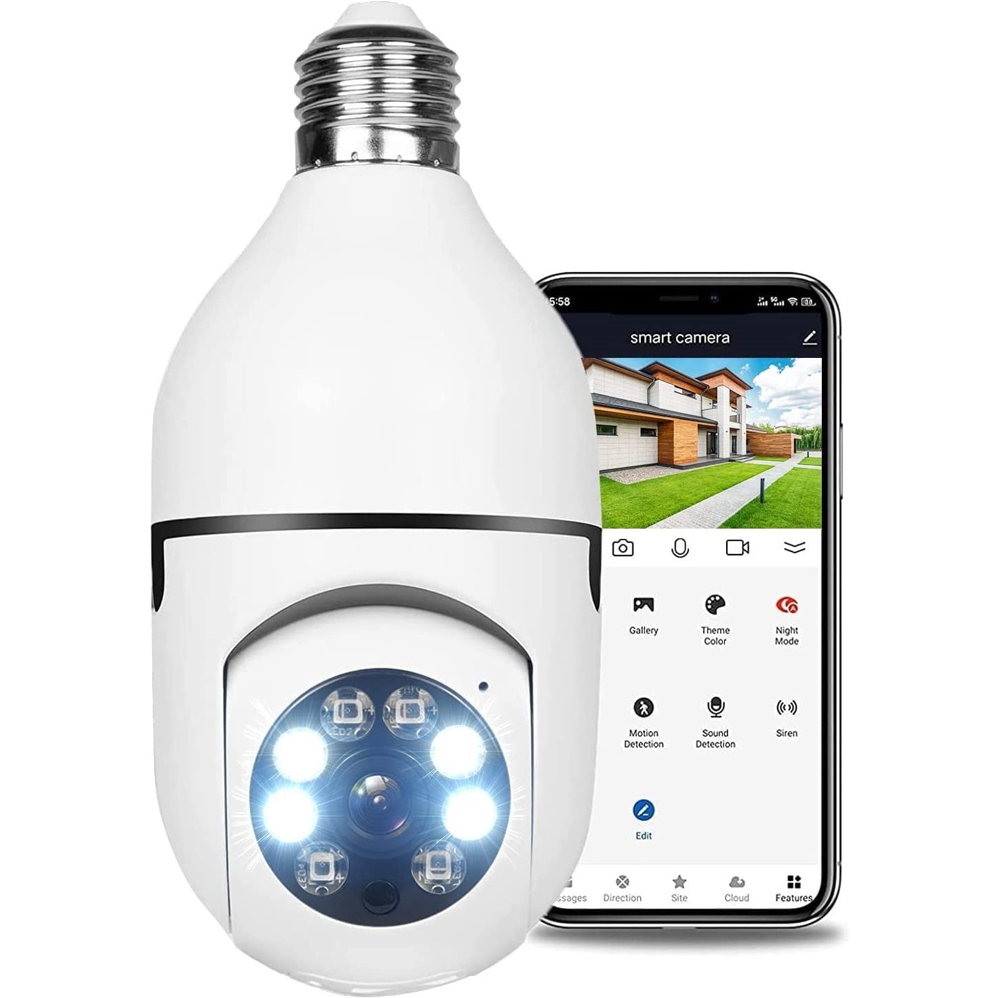 Light Bulb WiFi Security Camera, Home Security Webcam, Smart bulb Cam ...