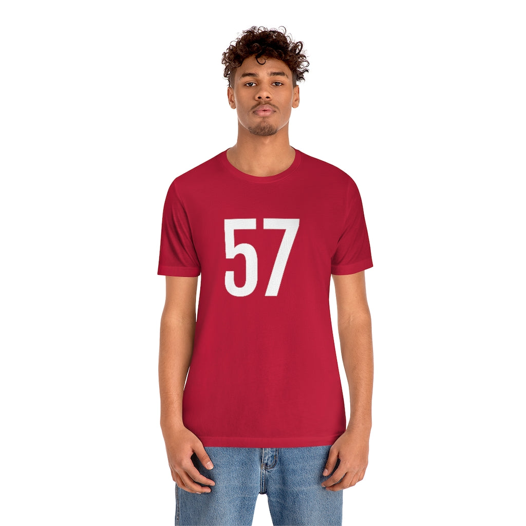 Number 57 T-Shirt | 57 Numbered Shirt - T-Shirt - PetrovaDesigns - Cotton - Crew neck - DTG - Men's Clothing - Mother’s Day promotion - numerology gifts - Regular fit - T-shirts - tshirts gift ideas - Unisex - Women's Clothing