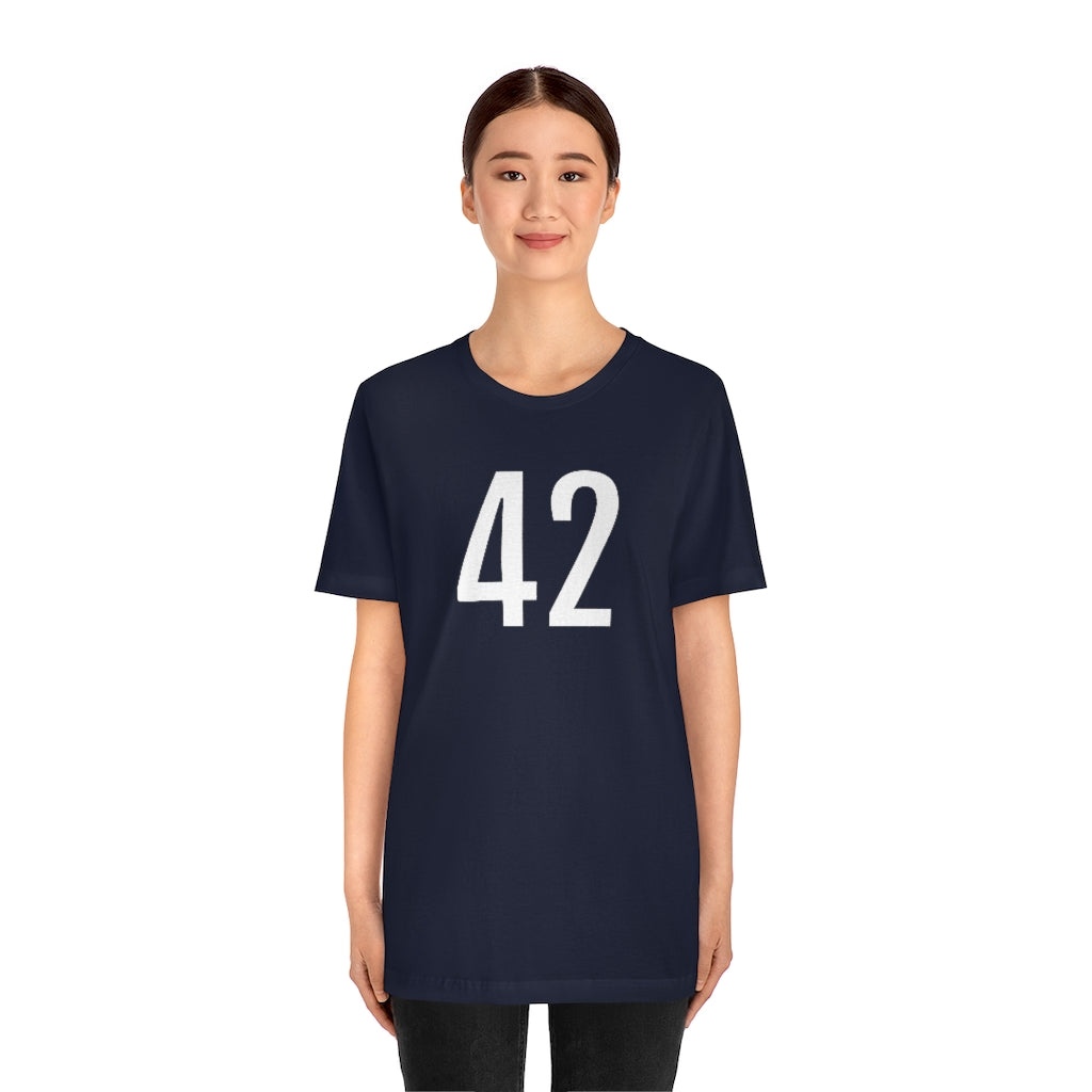 Number 42 T-Shirt | 42 Numbered Shirt T-Shirt PetrovaDesigns Cotton Crew neck DTG Men's Clothing Mother’s Day promotion numerology gifts Regular fit T-shirts tshirts gift ideas Unisex Women's Clothing