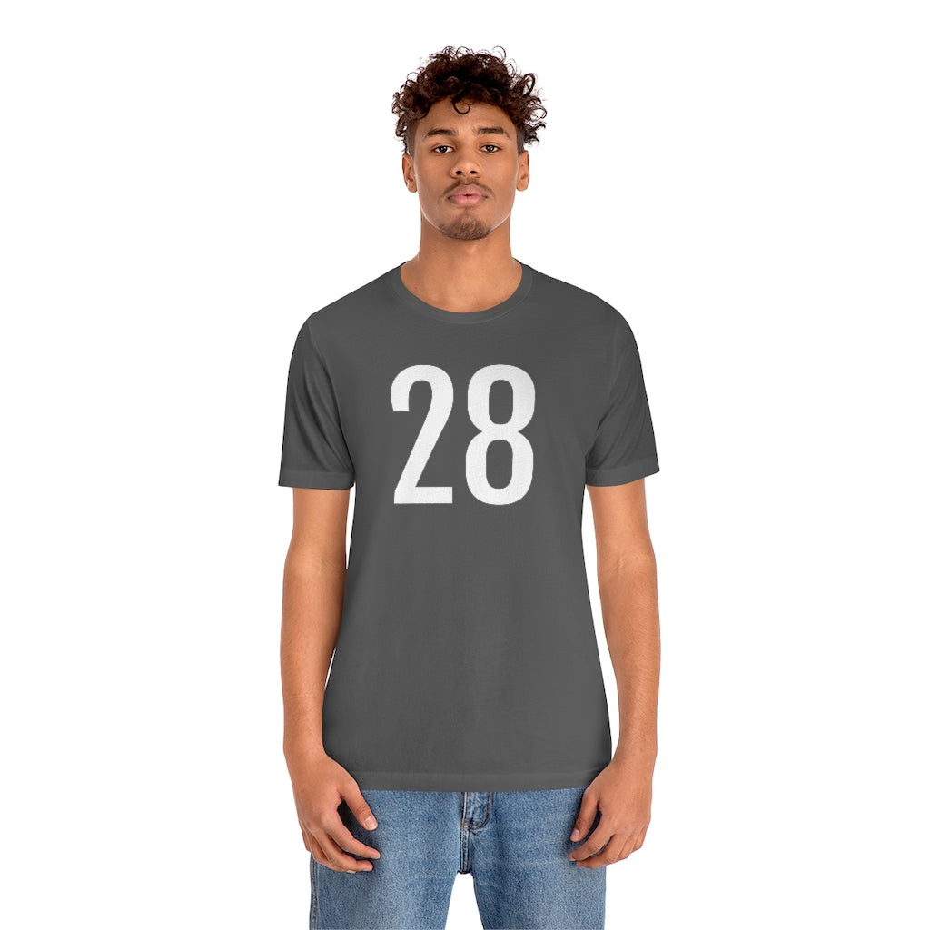 Number 28 T-Shirt | 28 Numbered Shirt - T-Shirt - PetrovaDesigns - Cotton - Crew neck - DTG - Men's Clothing - Mother’s Day promotion - numerology gifts - Regular fit - T-shirts - tshirts gift ideas - Unisex - Women's Clothing