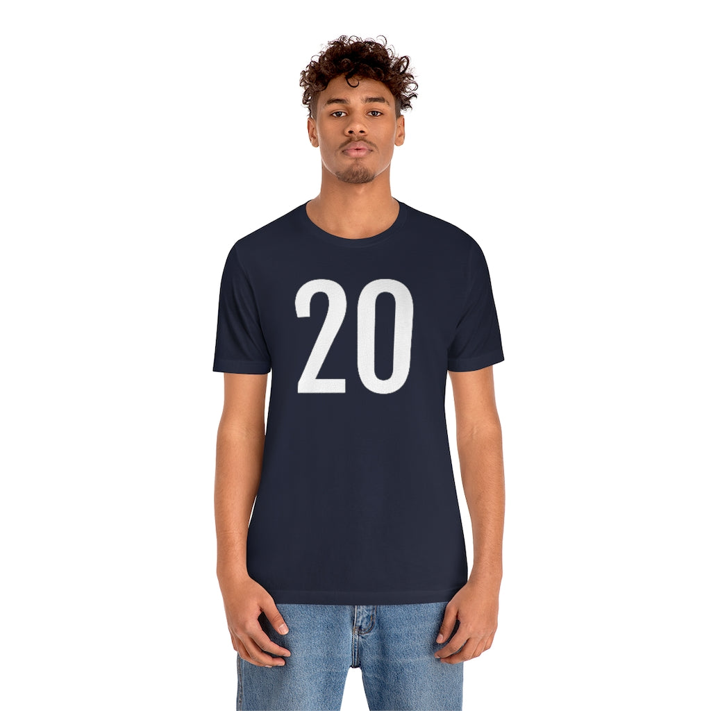 Number 20 T-Shirt | 20 Numbered Shirt - T-Shirt - PetrovaDesigns - Cotton - Crew neck - DTG - Men's Clothing - Mother’s Day promotion - numerology gifts - Regular fit - T-shirts - tshirts gift ideas - Unisex - Women's Clothing