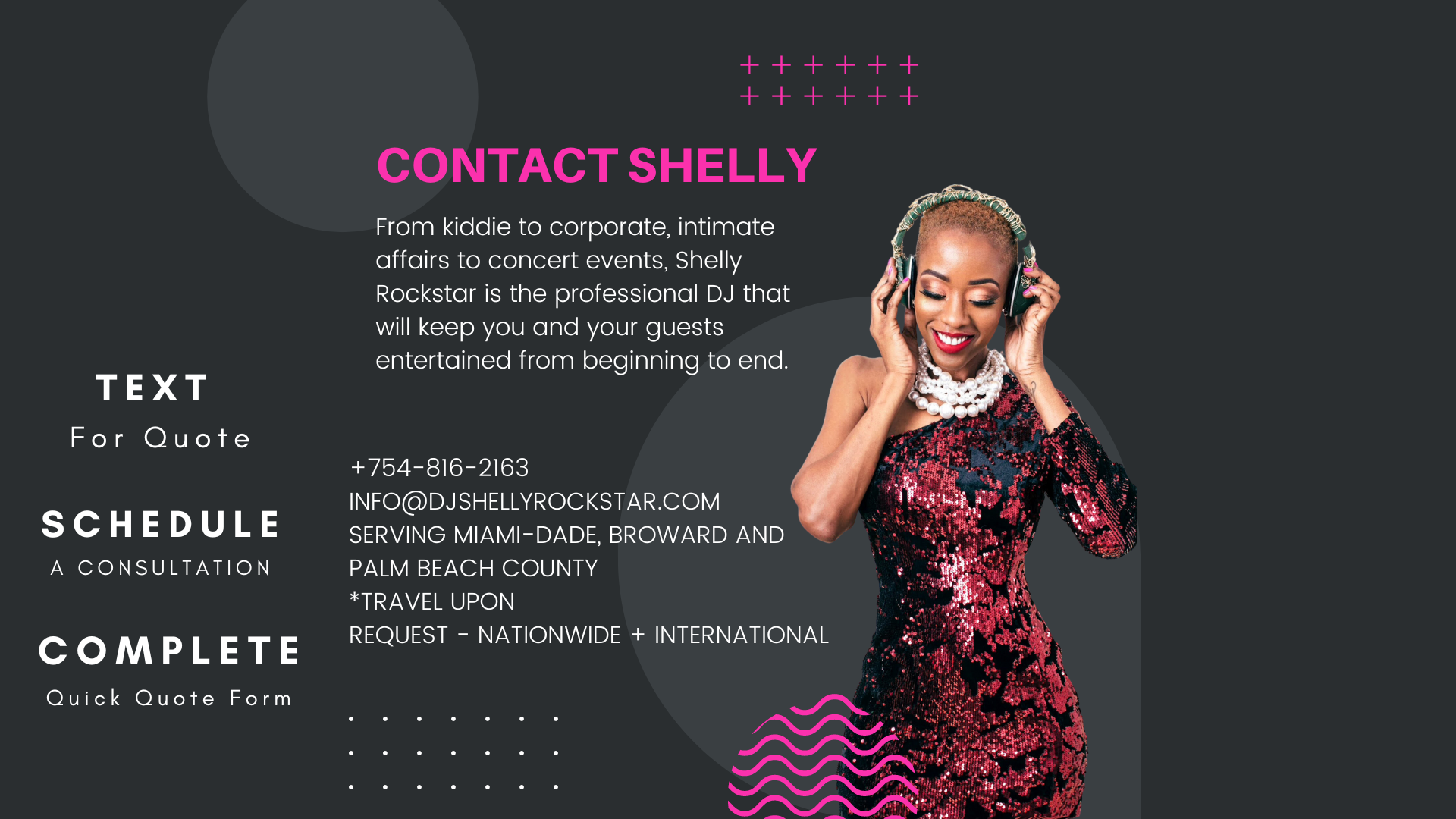 Shelly Rockstar Contact Us Female DJ Weddings Events Florida International 