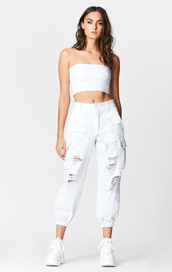 white baggy ripped jeans