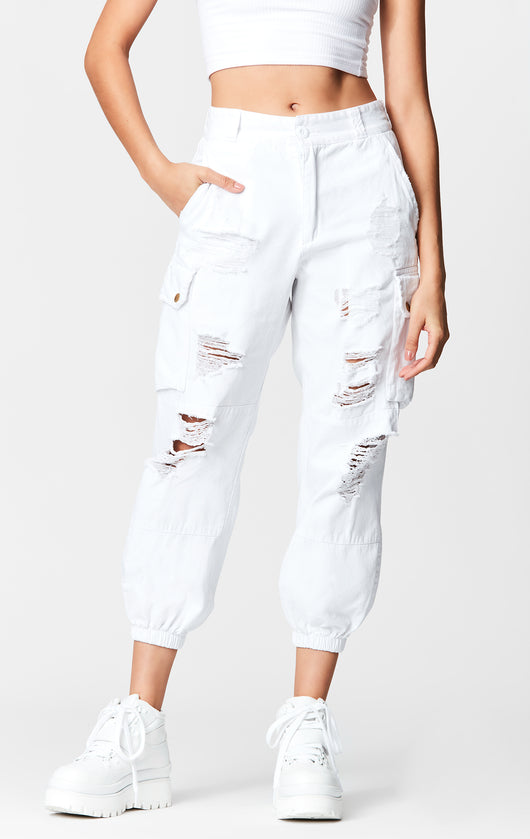 baggy white cargo pants