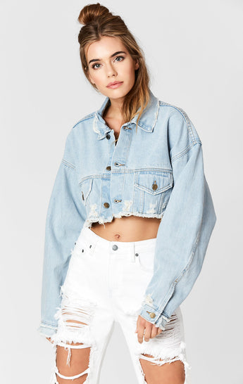 cropped baggy denim jacket