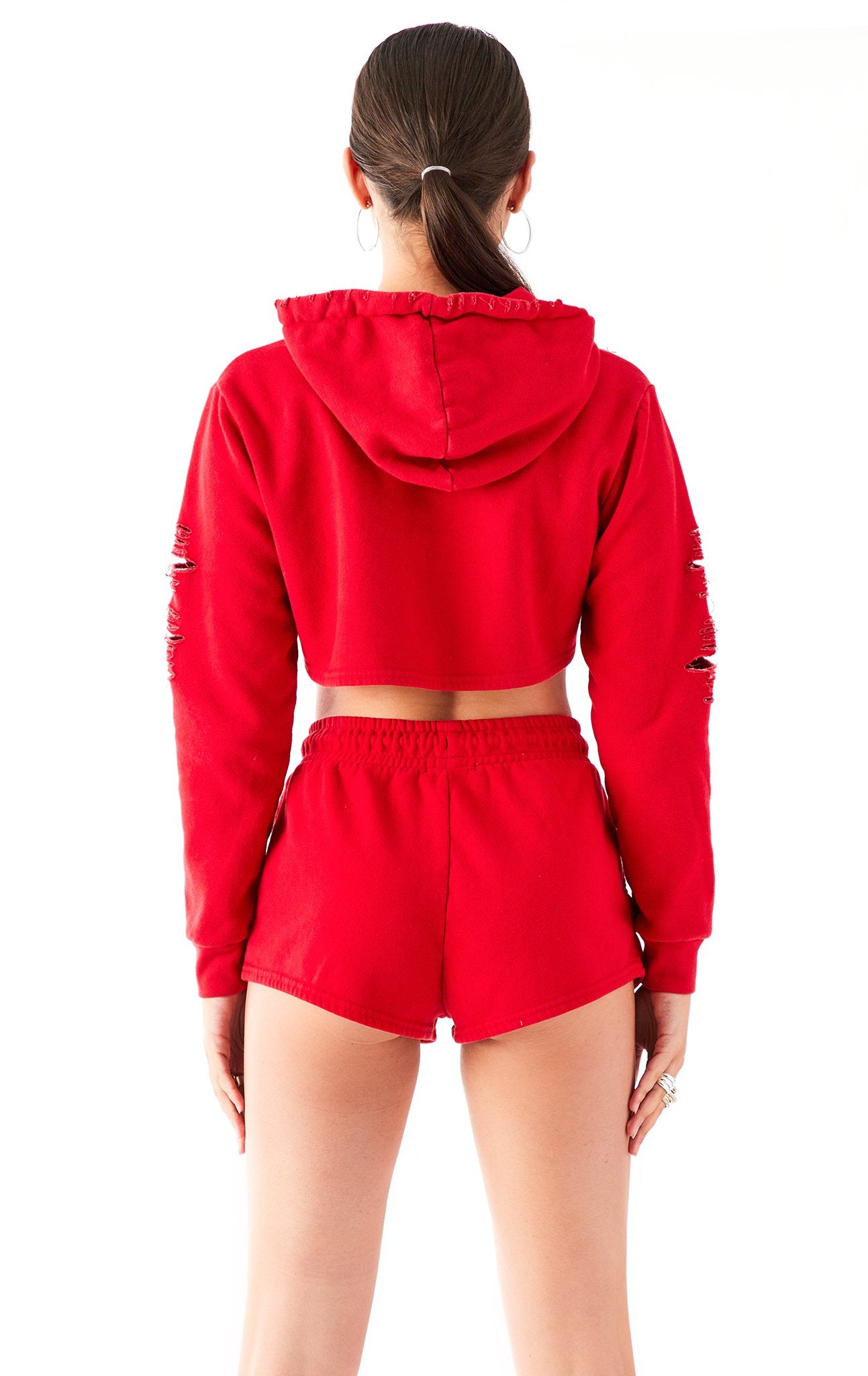 RIPPED CROPPED HOODIE