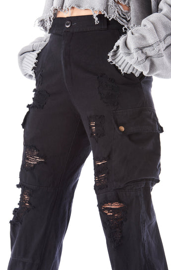 ripped black cargo pants