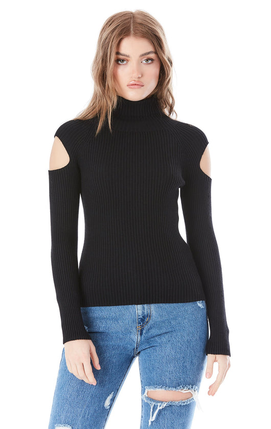 cold shoulder turtleneck sweater