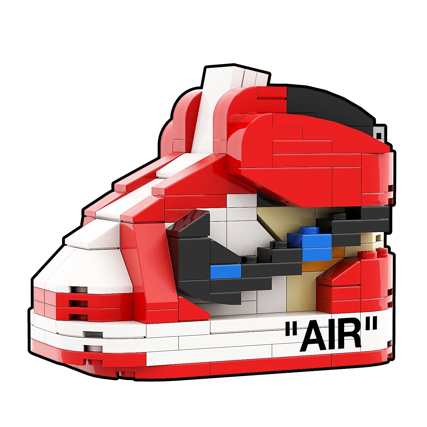 Small Size "AJ1 Off-White Chicago" Sneakerbricks with Mini Figure