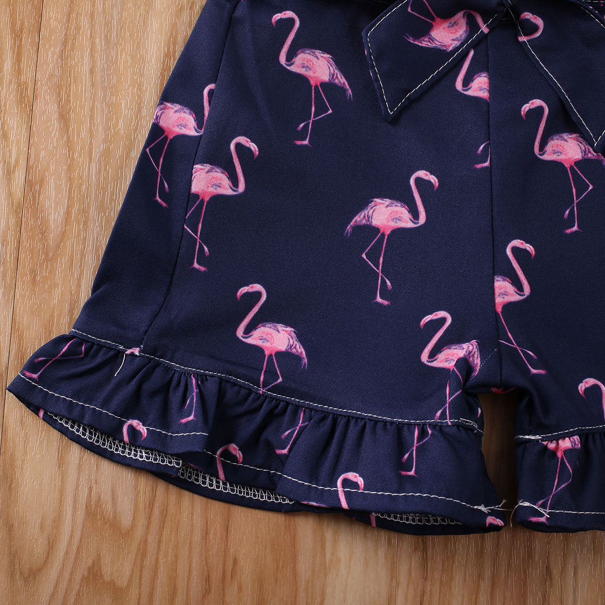 Girls Flamingos Short Sleeve T-shirt & Ruffled Shorts Set