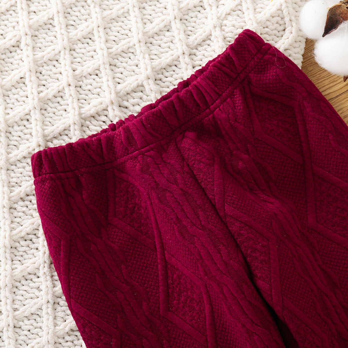 Girls Decorative Button Raglan Sleeve Sweater and Knit Pants Set