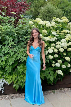 Classy Spaghetti Strap Sleeveless Mermaid Satin Long Prom Dresses ,LTP3624 - Laylatailor Shop
