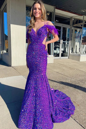 Sparkle Sequin Mermaid Off The Shoulder Prom Dress - Laylatailor Shop