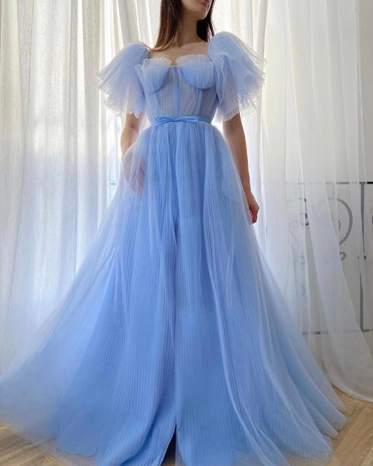 laylatailorshop02 LTP0596,Blue Tulle Long Prom Dress Blue Tulle Evening Dress Sparkle Prom Dresses 20 W / As Picture