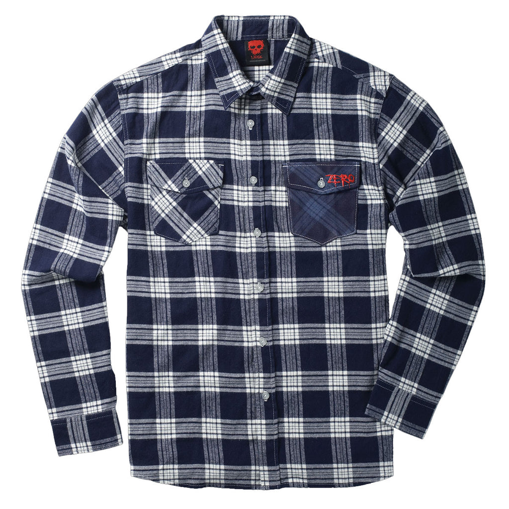 Zero Flannel Men's Collared Shirt - Navy - Small – SkateAmerica