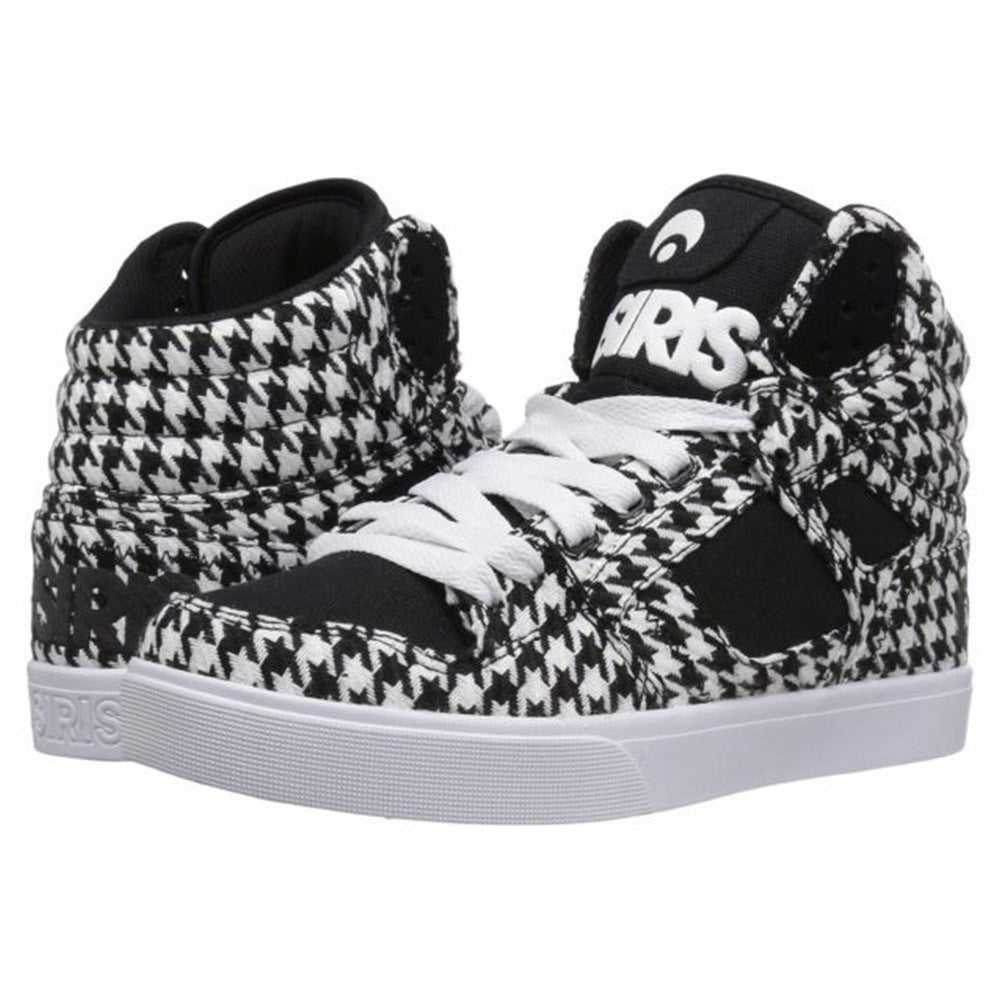 black and white houndstooth shoes