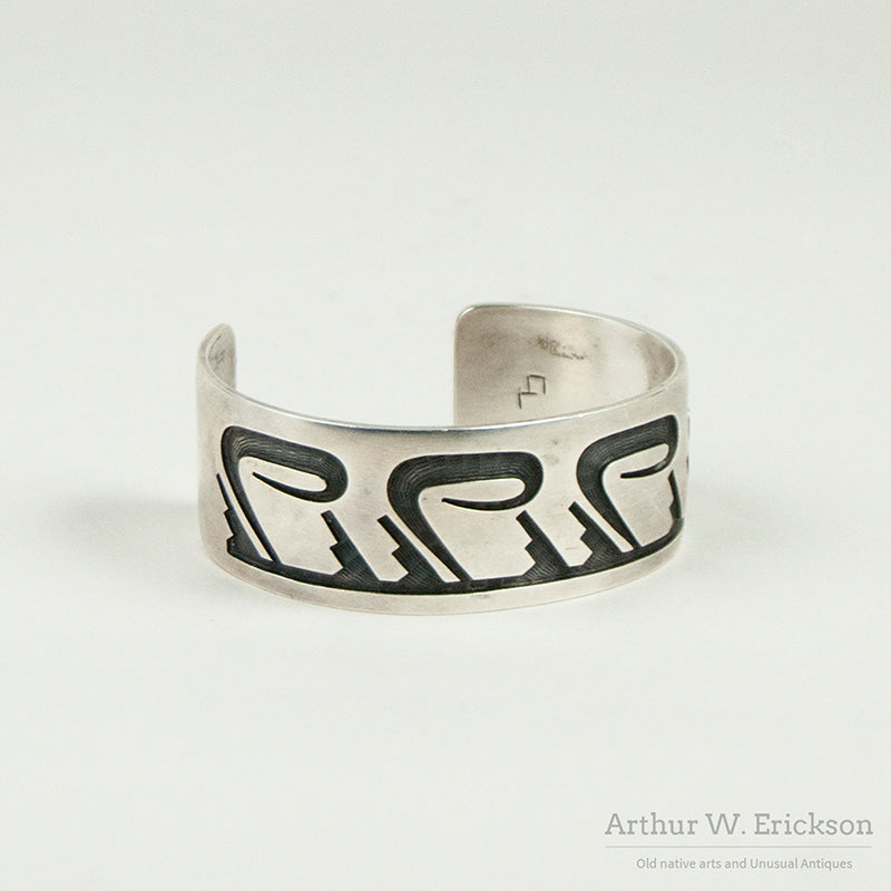 Hopi Craft Silver Overlay Cuff Bracelet by Glenn Lucas