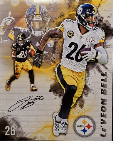 Le'veon Bell Autographed Pittsburgh Steelers Custom Framed Jersey