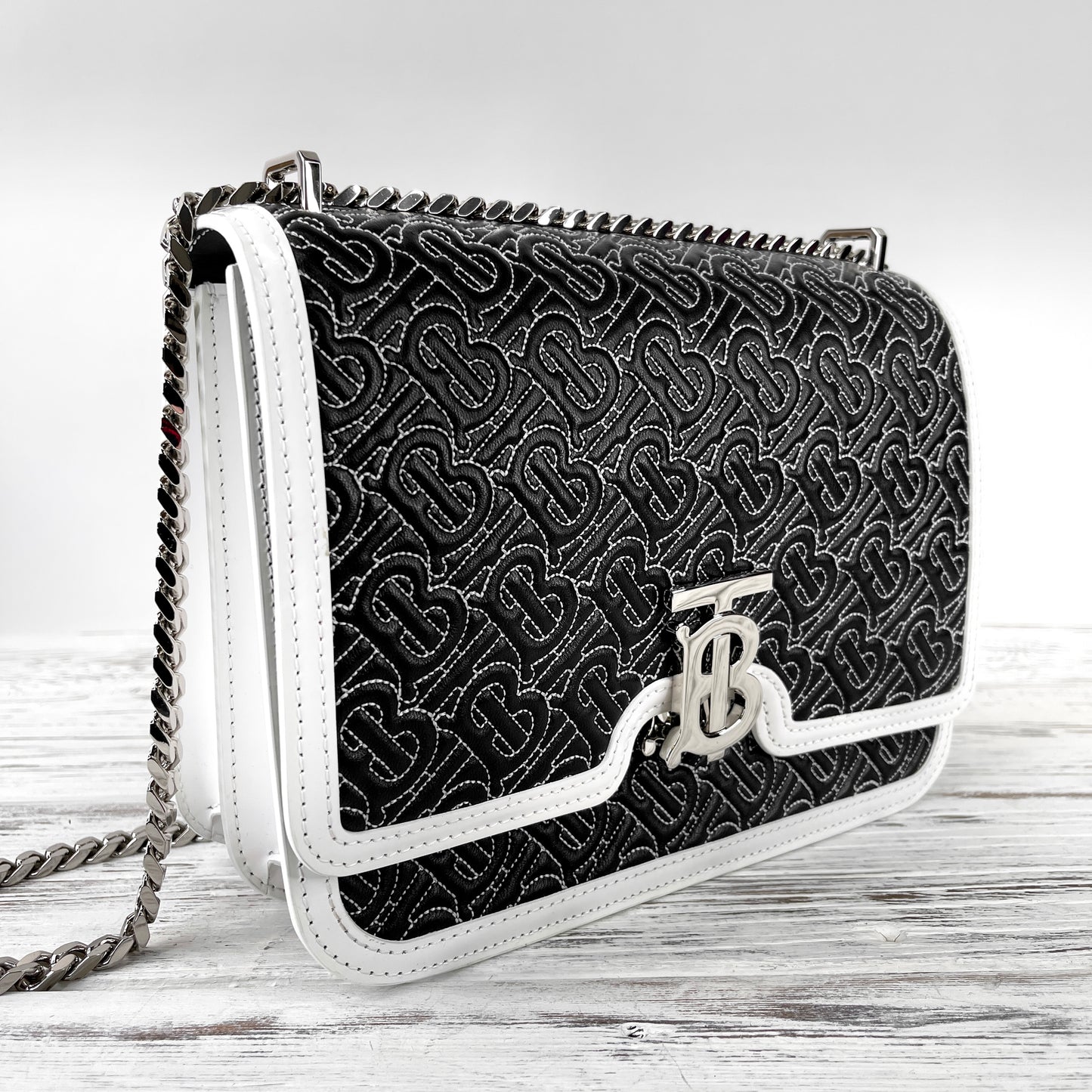 burberry black and white purse