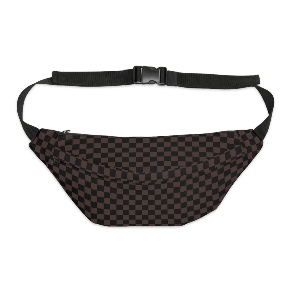 Luxury Brown/Black Checkered Fanny Pack by Oudeen