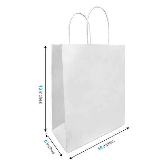 White Gloss Gift Bags, Cub 8x4x10, 100 Pack