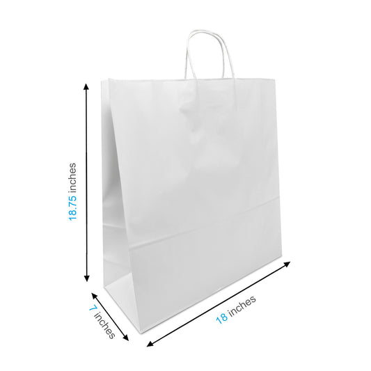 White Paper Shopping Bags, Queen - 16 x 6 x 19 1/4 for $186.03 Online