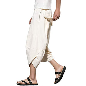 Meditation Clothes - Men's Harem Capri Pants, Wide Leg Mens Capris for ...