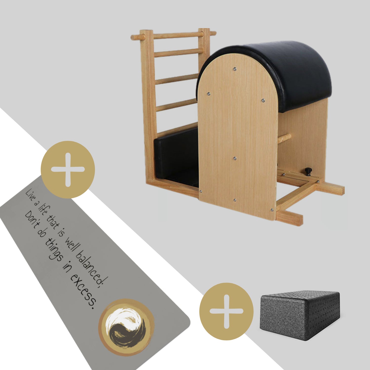 Pilates Ladder Barrel Bundle with Pilates Mat and Pilates Moon Box