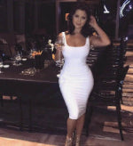 Summer Sexy Sleeveless Tank Top Midi Dress for European and American Plus Size Women - Stylemein