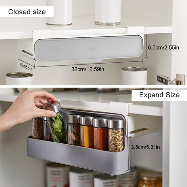 Maximize Your b0e4e3 Space with our Convenient Self-Adhesive Wall-Mounted Under-Shelf Spice Rack Organizer