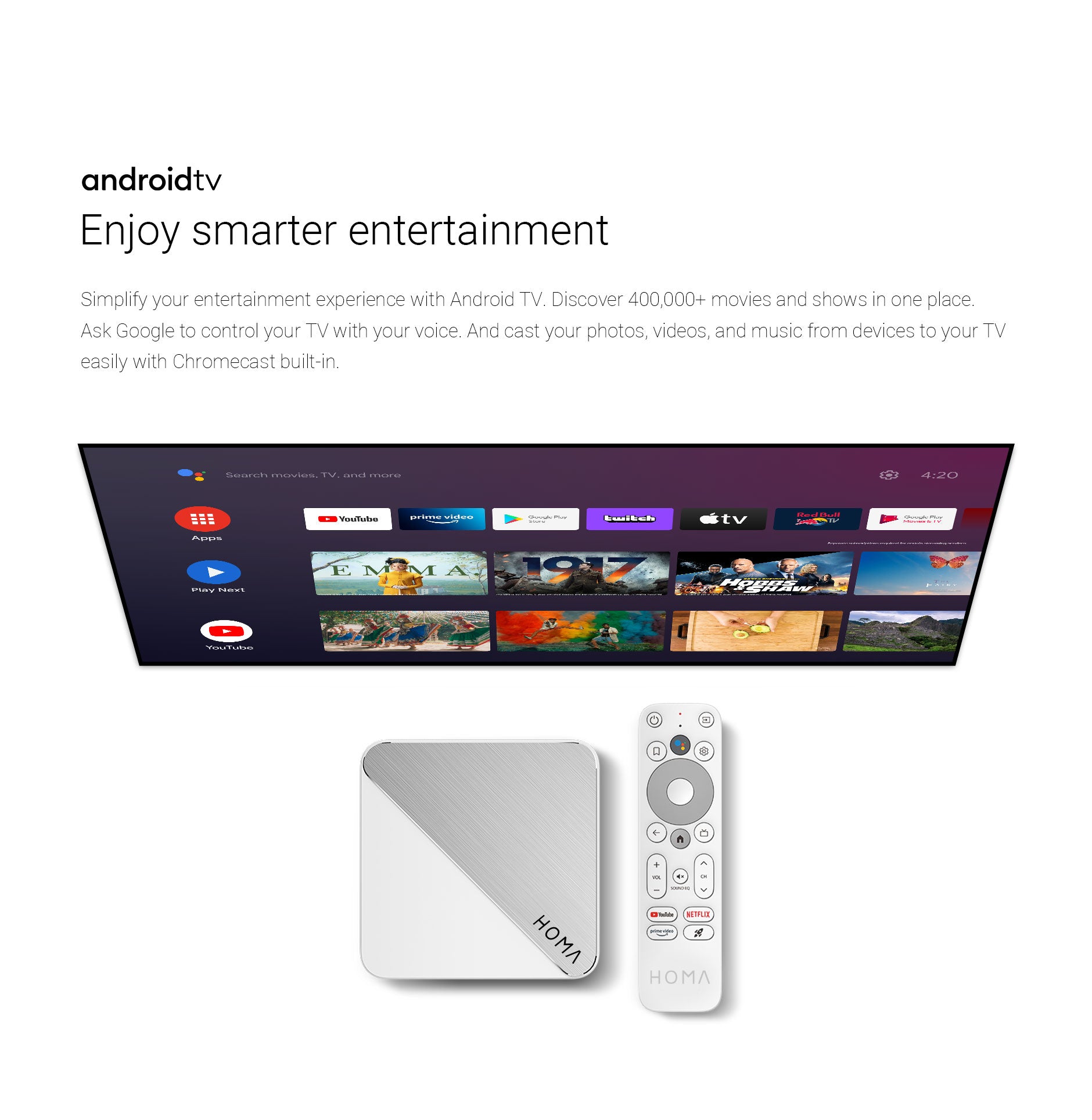 Homatics Box R 4K Plus 4GB/32GB Wifi Android TV, 50% OFF