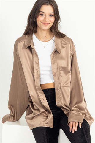 HYFVE | Completely Charmed Oversized Satin Shirt